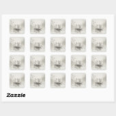 ミニマリストの静かな蓮の花の絵画イメージ スクエアシール (シート)