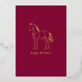 ミニマリストの馬のラインアート 紫の乗馬 箔シーズンカード (正面)