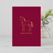 ミニマリストの馬のラインアート 紫の乗馬 箔シーズンカード (立ち正面)