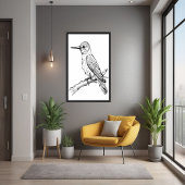 ミニマリストの鳥イラストレーションラインアート ポスター