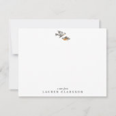 ミニマリストの鳥イラストレーション、バーガンディのノートカード サンキューカード (正面)