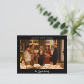 ミニマリストの黒い幸せな新年の写真 ポストカード (スタンド正面)