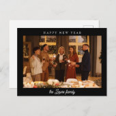 ミニマリストの黒い幸せな新年の写真 ポストカード (正面/裏面)