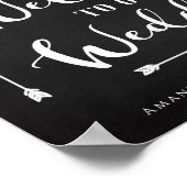 ミニマリストの黒い黒板が私たちの結婚手に歓迎 ポスター (角)