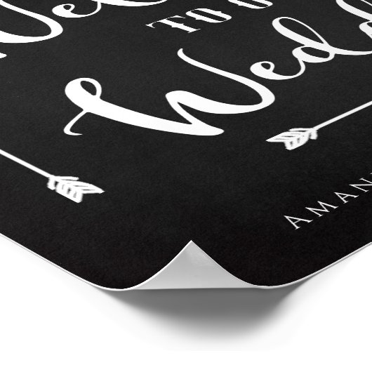 ミニマリストの黒い黒板が私たちの結婚手に歓迎 ポスター (角)