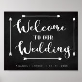 ミニマリストの黒い黒板が私たちの結婚手に歓迎 ポスター (正面)