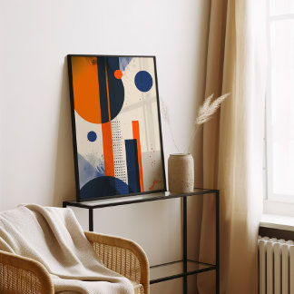 ミニマリストの黒とオレンジの幾何学的 ポスター