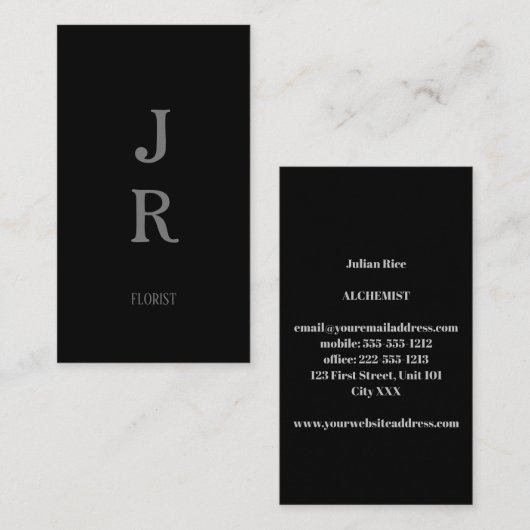 ミニマリストの黒と灰色の名刺 名刺 (正面/裏面)