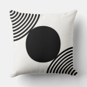 ミニマリストの黒と白の円のパターン クッション (裏面)