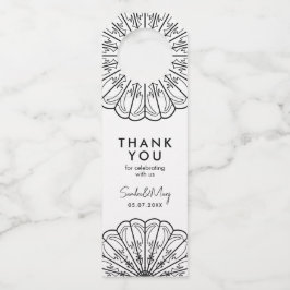 ミニマリストの黒と白の花に感謝します ボトルネックタグ