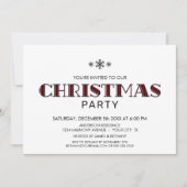 ミニマリストの黒と赤のバッファローのプレイドクリスマス 招待状 (正面)