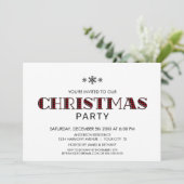 ミニマリストの黒と赤のバッファローのプレイドクリスマス 招待状 (スタンド正面)