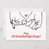 ミニマリストの黒と赤のラインアート友情の日 シーズンカード (正面)