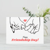 ミニマリストの黒と赤のラインアート友情の日 シーズンカード (スタンド正面)