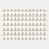 ミニマリストの黒と金ゴールドクリスマスツリーと星 ラッピングペーパーシート (正面)