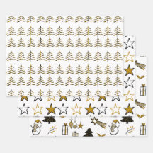 ミニマリストの黒と金ゴールドクリスマスツリーと星