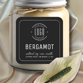 ミニマリストの黒にロゴのキャンドル縁どラベルを追加 スクエアシール