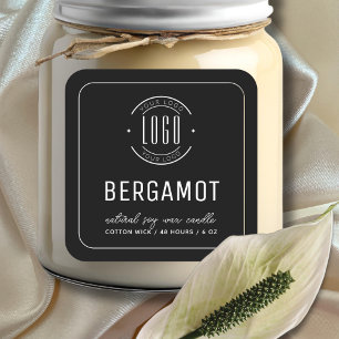 ミニマリストの黒にロゴのキャンドル縁どラベルを追加 スクエアシール