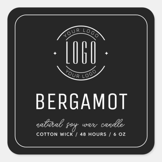 ミニマリストの黒にロゴのキャンドル縁どラベルを追加 スクエアシール (正面)
