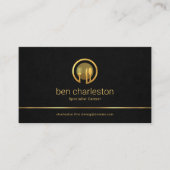 ミニマリストの黒グランジいテクスチャ金ゴールドライン、食べ物 名刺 (正面)