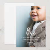 ミニマリストの1歳誕生日、写真1歳男の子 招待状 (正面/裏面)