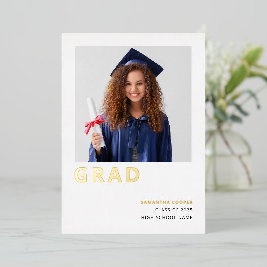 ミニマリストの2025年実在金箔の発表 箔招待状 (立ち正面)