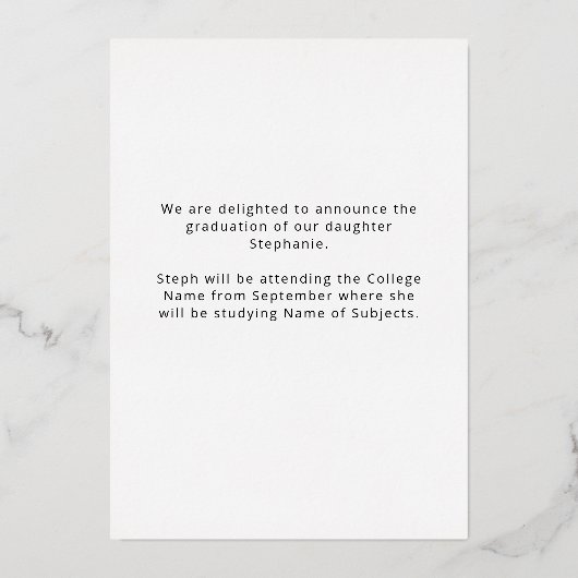 ミニマリストの2025年実在金箔の発表 箔招待状 (裏面)