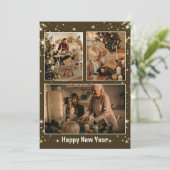 ミニマリストの3枚の写真を使ったコラージュクリスマスホリデーカード シーズンカード (スタンド正面)