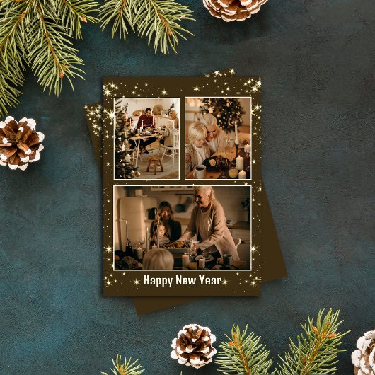 ミニマリストの3枚の写真を使ったコラージュクリスマスホリデーカード シーズンカード