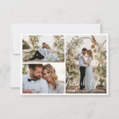 ミニマリストの3枚の写真コラージュ ウェディング サンクスカード 招待状 (正面)