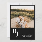 ミニマリストの  大胆な黒と白の結婚式 招待状 (裏面)