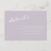 ミニマリストのMauve Purpleスクリプト結婚の詳細 エンクロージャーカード (正面)