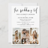 ミニマリストのQRコードのシンプルな結婚式 招待状 (正面)