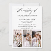 ミニマリストのQRコードのシンプルな結婚式 招待状 (正面)