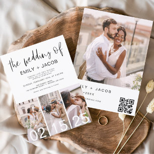 ミニマリストのQRコードのシンプルな結婚式 招待状