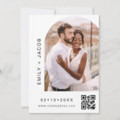 ミニマリストのQRコードのシンプルな結婚式 招待状 (裏面)