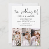 ミニマリストのQRコードのシンプルな結婚式 招待状 (正面)