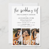 ミニマリストのQRコードのシンプルな結婚式 招待状 (正面)