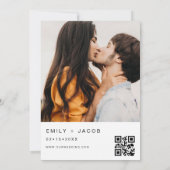 ミニマリストのQRコードのシンプルな結婚式 招待状 (裏面)