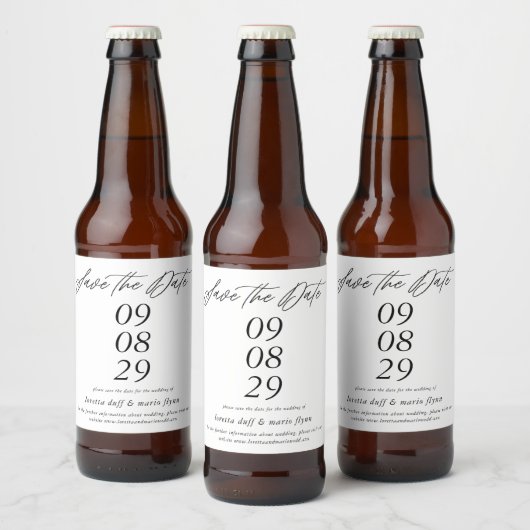 ミニマリストのSave the date ビールラベル (ボトル)