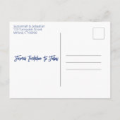 ミニマリストのSmokey BlueとWhite Announcement Post 案内ポストカード (裏面)