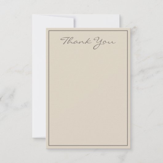 ミニマリストのTaupeスクリプト、フラットカードに感謝 サンキューカード (正面)