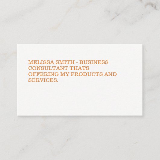 ミニマリストはっきりしたオレンジ文字 名刺 (正面)