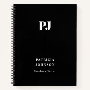 ミニマリストはっきりしたブラック型モノグラムホワイトノート ノートブック