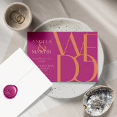 ミニマリストはっきりしたマゼンタオレンジ結婚式招待状 招待状