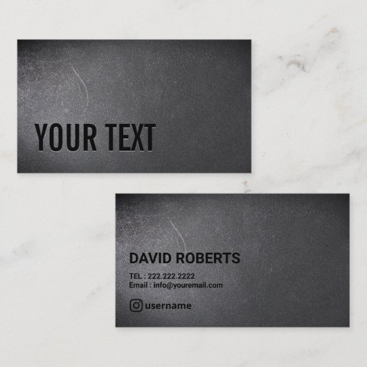 ミニマリストはっきりした文字ダークテクスチャインスタグラム 名刺 (正面/裏面)