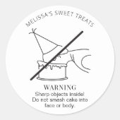 ミニマリストはケーキの顔を打ち砕警告かない ラウンドシール (正面)