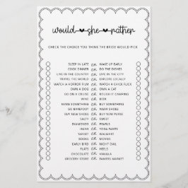 ミニマリストは彼女はブライダルシャワーのゲームフライ チラシ