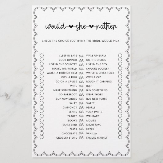 ミニマリストは彼女はブライダルシャワーのゲームフライ チラシ (正面)