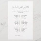 ミニマリストは彼女はブライダルシャワーゲーム (正面)